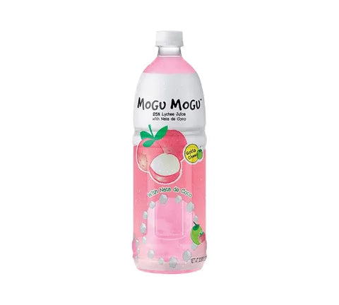 Mogu Mogu Lychee Flavored Drink With Nata de Coco Big Bottle - Multi Pack (6 x 1000 ml)